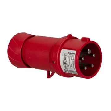 Schneider Electric, PratiKa IP44 Red Cable Mount 3P + N + E Industrial Power Plug, Rated At 16A, 415 V - PKX16M435 product image
