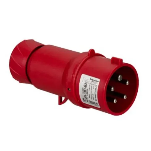 Schneider Electric, PratiKa IP44 Red Cable Mount 3P + N + E Industrial Power Plug, Rated At 32A, 415 V - PKX32M435 product image