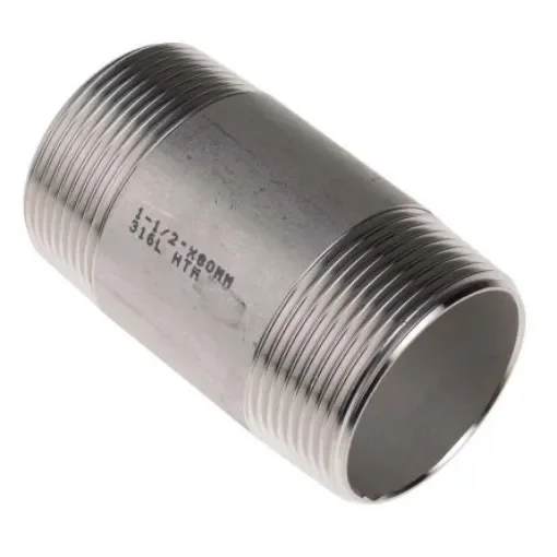 RS PRO Stainless Steel Pipe Fitting, Straight Circular Barrel Nipple, Male R 1-1/2in x Male R 1-1/2in - 4993287 product image