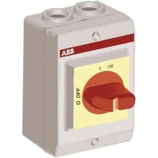 ABB 3P Pole Isolator Switch - 23A Maximum Current, 7.5kW Power Rating, IP65 - 1SCA022399R6590 - OTP16KA3M product image