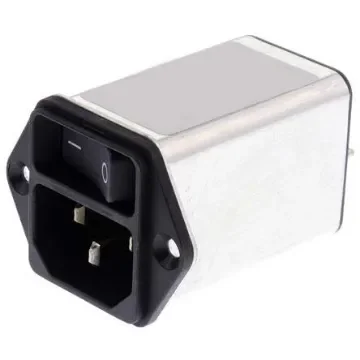 Schurter 2A, 250 V ac Male Panel Mount Filtered IEC Connector DC12.2102.001 product image