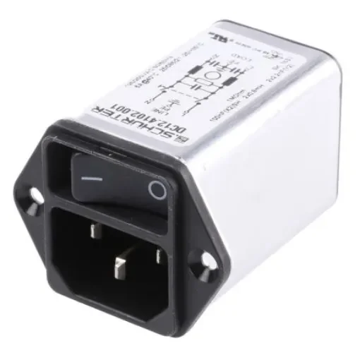 Schurter 6A, 250 V ac Male Panel Mount Filtered IEC Connector DC12.4102.001 product image