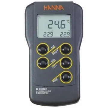 Hanna Instruments HI 935002 Wired Digital Thermometer for Laboratory Use, K Probe, 2 Input(s), +1350°C Max, ±0.2 % - HI9125 product image
