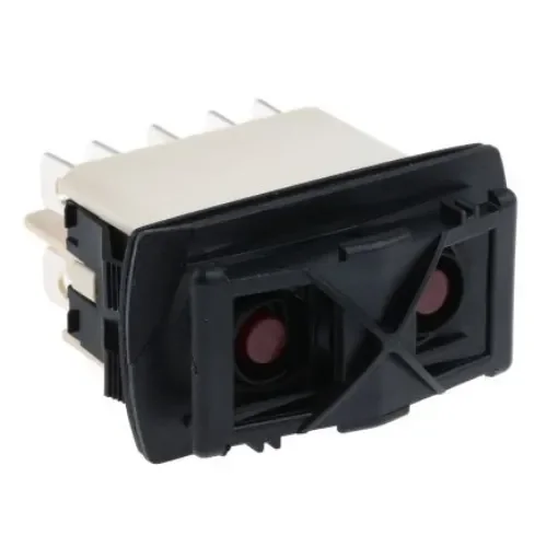 APEM Illuminated DPDT, (On)-Off-(On) Rocker Switch Panel Mount - KR47CAKDDG product image
