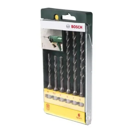 Bosch 6-Piece SDS Drill Bit Set for Masonry, 8mm Max, 5mm Min, Carbide Bits - 2607019448 product image