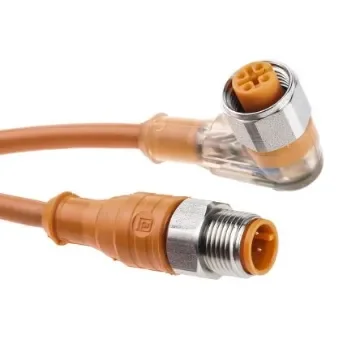 Lumberg Automation Right Angle Female 4 way M12 to Straight Male 4 way M12 Sensor Actuator Cable, 5m - 28720 PRST 4-PRKWT/LED P 4-07/5 M product image