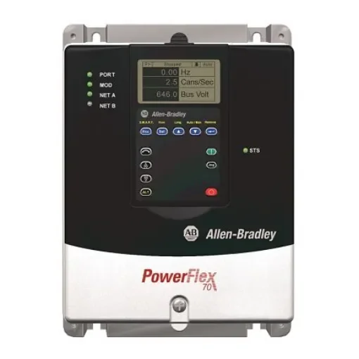Allen Bradley Inverter Drive, 4 kW, 3 Phase, 400 V ac, 8.7 A, PowerFlex 70 Series - 20AC8P7A0AYNANC0 product image