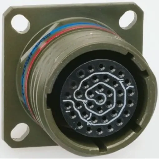 Amphenol Limited, TV, Copper Alloy 6 Way Wall Mount MIL Spec Circular Connector ReceptacleGreen, Pin Contacts,Shell - TVP00RW-09-35PN(W52) product image