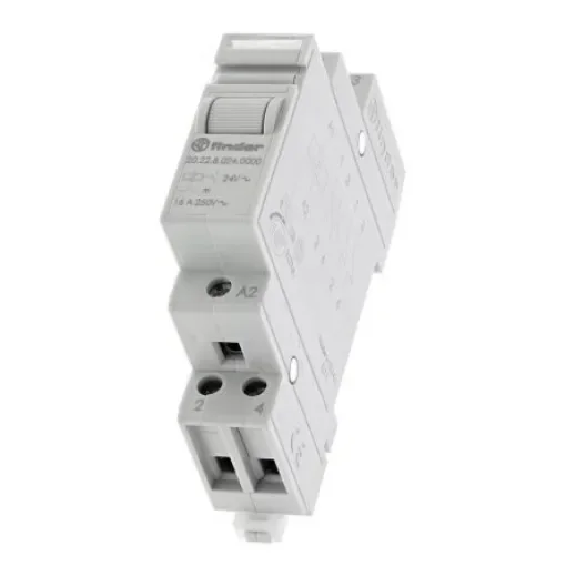 Finder DIN Rail Latching Modular Step Relay, 24V ac Coil, 16A Switching Current, DPST-NO - 20.22.8.024.0000 product image