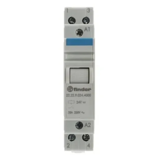 Finder DIN Rail Relay, 24V dc Coil, 20A Switching Current, DPST-NO - 22.22.9.024.4000 product image