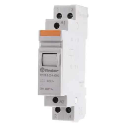 Finder DIN Rail Power Relay, 24V ac Coil, 20A Switching Current, SPST-NC, SPST-NO - 22.23.8.024.4000 product image