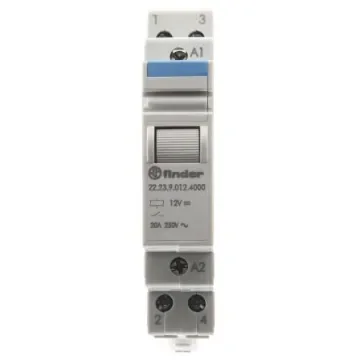 Finder DIN Rail Power Relay, 12V dc Coil, 20A Switching Current, SPST-NC, SPST-NO - 22.23.9.012.4000 product image