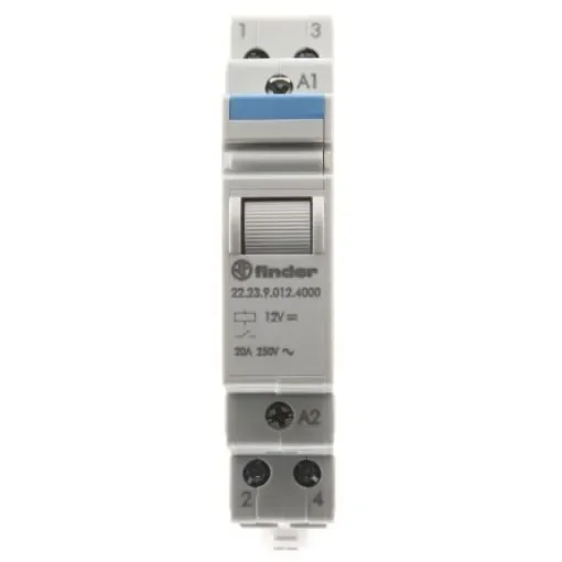 Finder DIN Rail Power Relay, 12V dc Coil, 20A Switching Current, SPST-NC, SPST-NO - 22.23.9.012.4000 product image