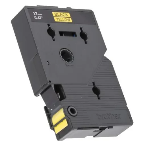 Brother Black on Yellow Label Printer Tape, 8 m Length, 12 mm Width - TC601 product image