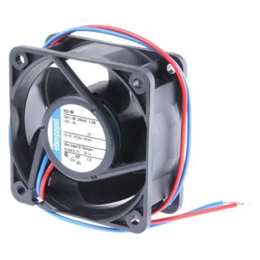 ebm-papst 620 Series Axial Fan, 12 V dc, DC Operation, 56m³/h, 3.5W, 292mA Max, 60 x 60 x 25mm - 622HH product image