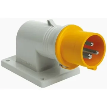 Scame IP44 Yellow Wall Mount 2P + E Right Angle Industrial Power Plug, Rated At 32A, 110 V - 5177313 product image