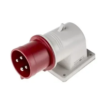 Scame IP44 Red Wall Mount 3P + E Right Angle Industrial Power Plug, Rated At 32A, 415 V - 242.3296 product image