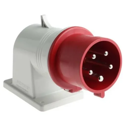 Scame IP44 Red Wall Mount 3P + N + E Right Angle Industrial Power Plug, Rated At 32A, 415 V - 242.3297 product image