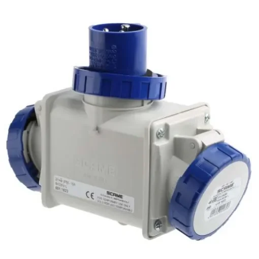 Scame IP66 Blue 1 x 2P + E, 2 x 2P + E Industrial Power Connector Adapter Plug, Socket, Rated At 16A, 240 V - 601.1623 product image