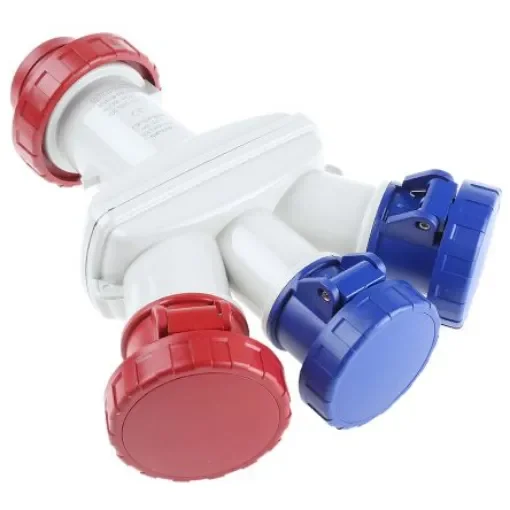 Scame IP66 Red 1 x 3P + N + E, 1 x 3P + E, 2 x 1P + E Industrial Power Connector Adapter Plug, Socket, Rated At 16A, - 606.3505-059 product image