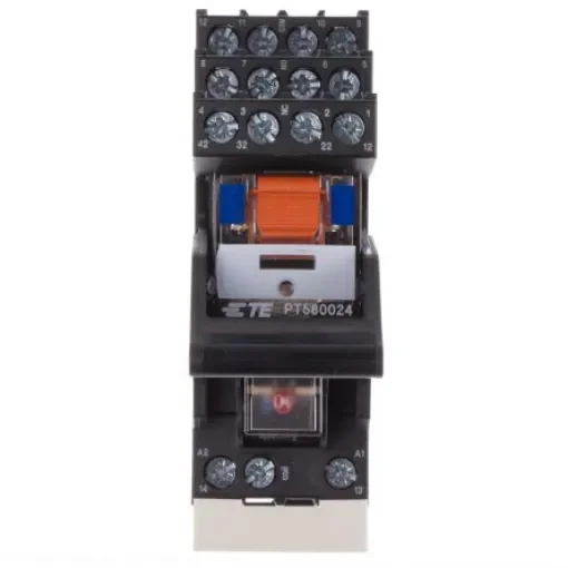 TE Connectivity DIN Rail Power Relay, 24V dc Coil, 6A Switching Current, 4PDT - PT5L8LC4 1-1415535-8 product image