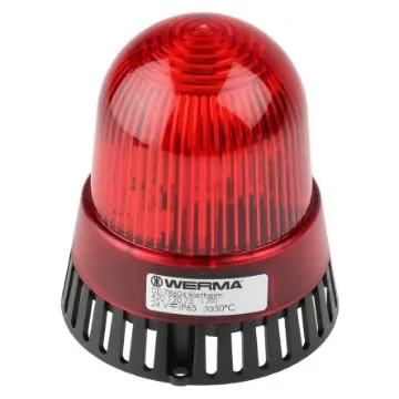 Werma 420 Series Red Sounder Beacon, 24 V ac/dc, IP65, Surface Mount, 105dB at 1 Metre - 420.120.75 product image