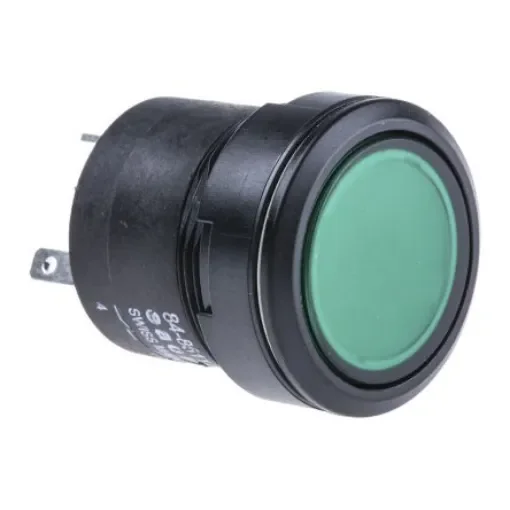 EAO 84 Series Illuminated Push Button Switch, Momentary, Panel Mount, 22.5mm Cutout, SPST, Green LED, 24V dc, IP67 - K84-603.3511 product image