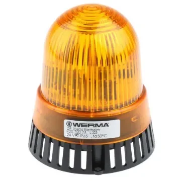Werma 420 Series Yellow Sounder Beacon, 24 V ac/dc, IP65, Surface Mount, 105dB at 1 Metre - 420.320.75 product image