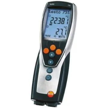 Testo 735-1 Wired Digital Thermometer for Commercial, Industrial Use, PT100 Probe, 3 Input(s), +1760°C Max, ±0.2 °C - 0560 7351 product image