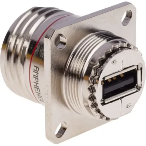 Amphenol Socapex Straight, Panel Mount, Socket- Single Port Type A 2.0 IP68 USB Connector - USBFTV21N product image