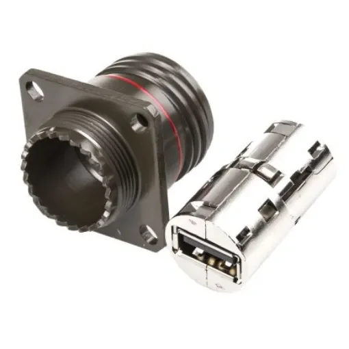 Amphenol Socapex Straight, Panel Mount, Socket- Single Port Type A 2.0 IP68 USB Connector - USBFTV21G product image