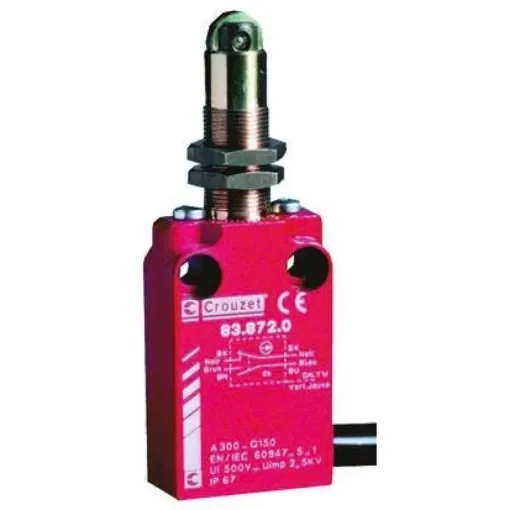 Crouzet Plunger Limit Switch, NO/NC, IP66, IP67, Metal Housing, 30V ac Max, 100mA Max - 83872301 product image