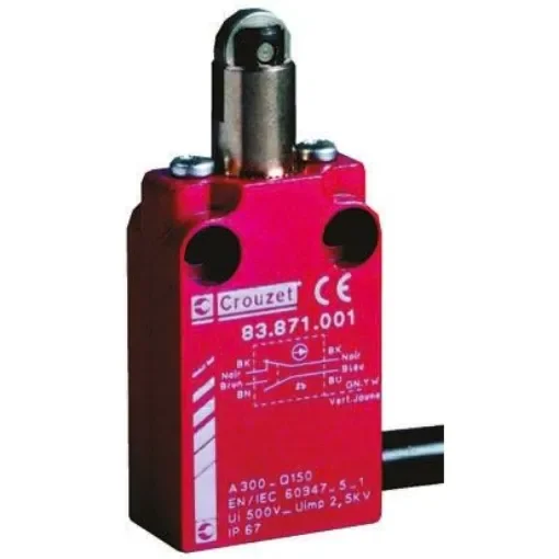 Crouzet Plunger Limit Switch, NO/NC, IP66, IP67, Metal Housing, 30V ac Max, 100mA Max - 83871301 product image
