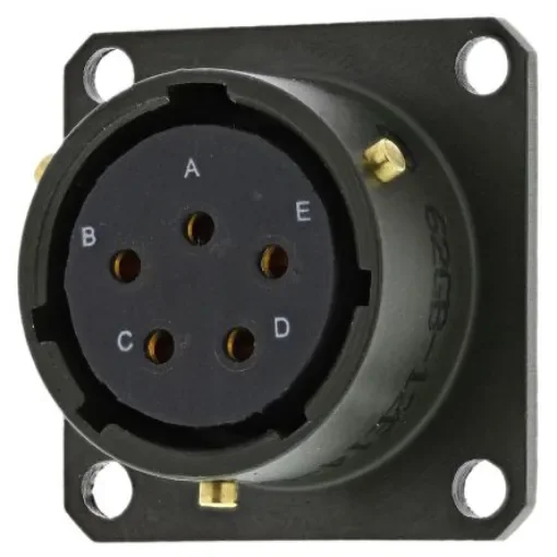 Amphenol Limited, 62GB 5 Way Box Mount MIL Spec Circular Connector ReceptacleOlive, Socket Contacts,Shell Size 14, - 62GB-12E14-05SN product image