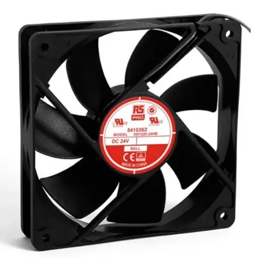 RS PRO Axial Fan, 24 V dc, DC Operation, 151.2m³/h, 5W, 190mA Max, 120 x 120 x 25mm - 5415362 product image