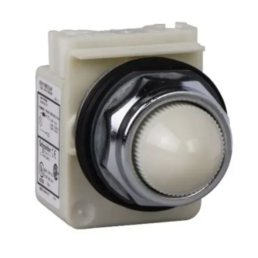 Schneider Electric, Harmony 9001K White LED Pilot Light, 30mm Cutout, IP66, 24V ac/dc - 9001KP35LWW9 product image