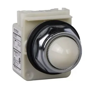 Schneider Electric, Harmony 9001K White LED Pilot Light, 30mm Cutout, IP66, Round, 120V ac/dc - 9001KP38LWW9 product image