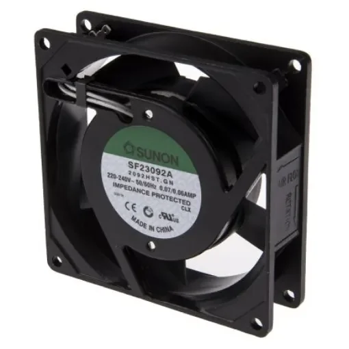 Sunon SF Series Axial Fan, 230 V ac, AC Operation, 49.3m³/h, 14W, 60mA Max, 92 x 92 x 25mm - SF23092A/2092HST.GN product image