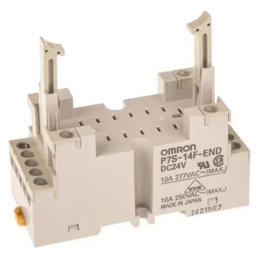 Omron 14 Pin 24V dc DIN Rail Relay Socket, for use with G7S Series - P7S-14F-END DC24 product image