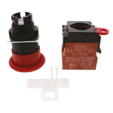Omron A22E Series Twist Release Emergency Stop Push Button, Panel Mount, 2NC, IP65 - A22E-M-02 product image