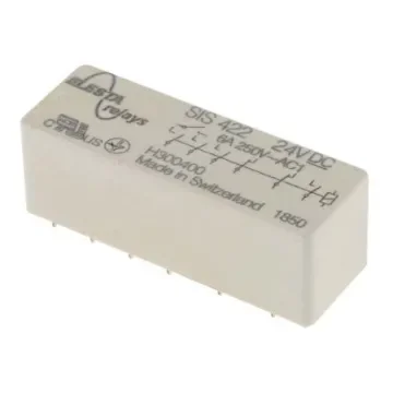 Elesta PCB Mount Force Guided Relay, 24V dc Coil Voltage, 4PST, DPST - SIS 422 24VDC product image