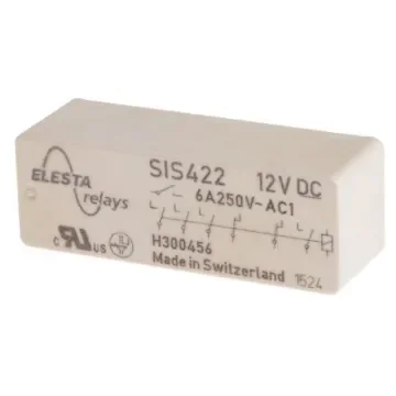 Elesta PCB Mount Force Guided Relay, 12V dc Coil Voltage, 4PST, DPST - SIS 422 12VDC product image