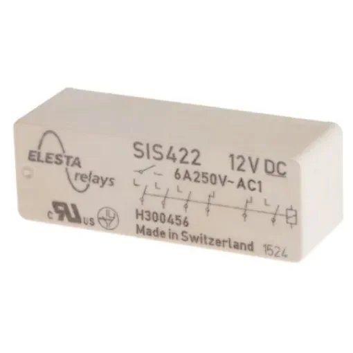Elesta PCB Mount Force Guided Relay, 12V dc Coil Voltage, 4PST, DPST - SIS 422 12VDC product image