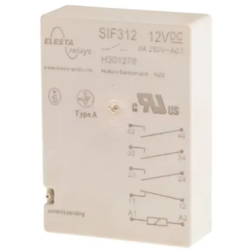 Elesta PCB Mount Force Guided Relay, 12V dc Coil Voltage, 3PST, SPST - SIF 312 12VDC product image