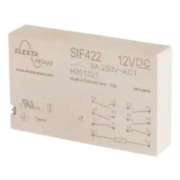Elesta PCB Mount Force Guided Relay, 12V dc Coil Voltage, 4PST, DPST - SIF 422 12VDC product image