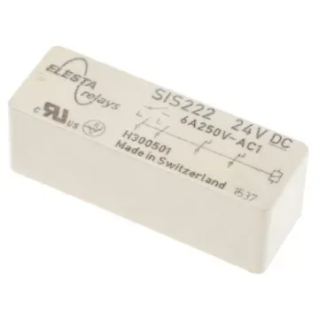Elesta PCB Mount Force Guided Relay, 24V dc Coil Voltage, 2 Pole, DPDT - SIS 222 24VDC product image