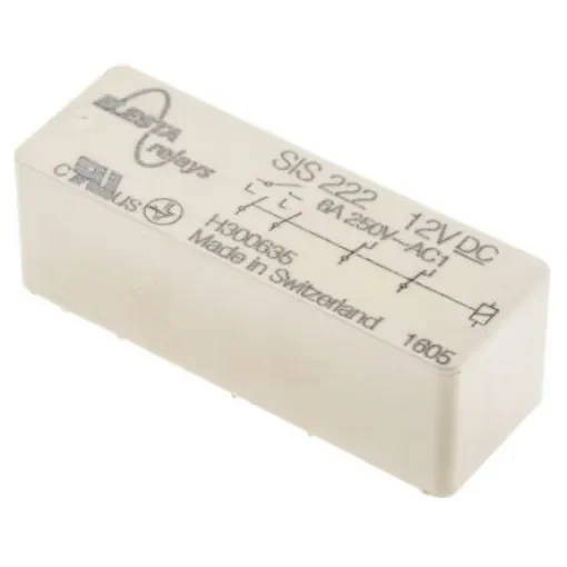 Elesta PCB Mount Force Guided Relay, 12V dc Coil Voltage, 2 Pole, DPDT - SIS 222 12VDC product image