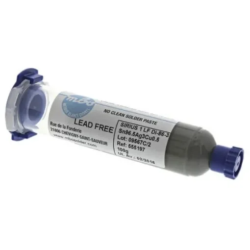 MBO SIRIUS 1 LF Solder Paste, 100g Syringes and Cartridges - CRÈME SN96.5 AG3 CU0.5 SIRIUS 1 LF - SERINGUE AUTO product image