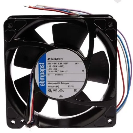 ebm-papst 4100 NH7 - S-Force Series Axial Fan, 24 V dc, DC Operation, 500m³/h, 90W, 119 x 119 x 38mm - 4114N/2H7P product image