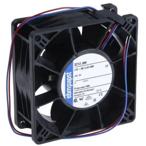 ebm-papst 3200 J - S-Force Series Axial Fan, 12 V dc, DC Operation, 280m³/h, 50W, 92 x 92 x 38mm - 3212JH4 product image